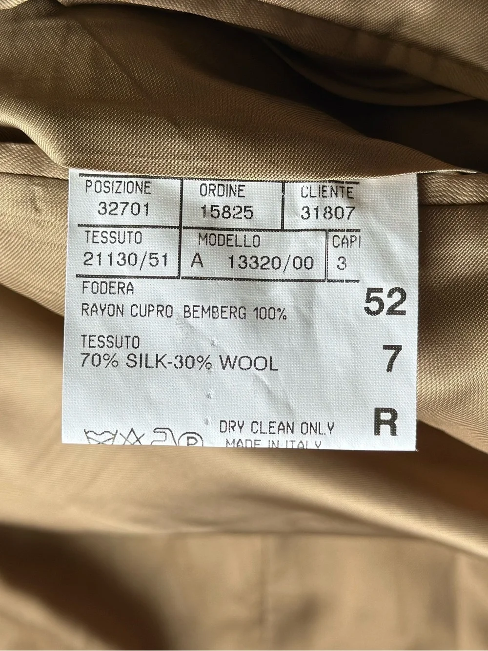 Canali Italy Men's Tan Herringbone Sport Coat Silk Wool Blazer 52R EU 42R US